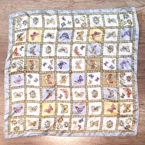 Vintage Simon Chang Butterfly & Ladybug Silk Scarf ❤️
